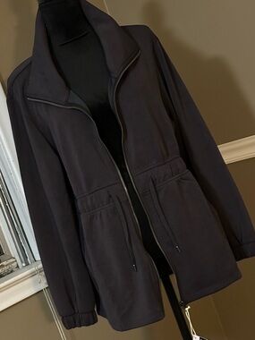 Utility Zip Front Drawstring Jacket - Navy Blue